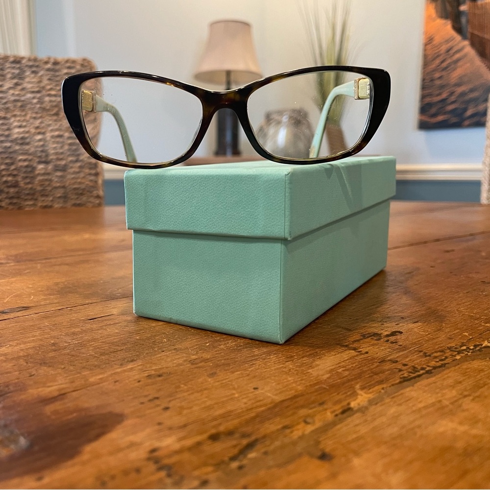 Tiffany & Co. Tortoiseshell Cat-Eye Reading Glasses with Tiffany blue Arms